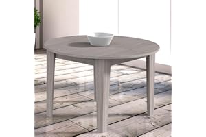 YELLOW SHOP Tavolo tondo allungabile in legno diámetro 120/155xH76 cm ARTUR Bianco frassinato, Cemento, Olmo Perla (Olmo Perla)