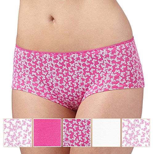 Debenhams Womens Pack Of Five Pink And White Butterfly Print Shorts 16