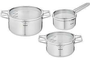 Tefal H852S325 Set x3 16 och kastrull 20-24 cm, Rostfritt stål, Järn