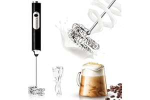 TonJin Electric Milk Frother Handheld Black USB Rechargeable Drink Mixer, Detachable Milk Frother 3 Speeds Adjustable Foam Maker for Coffee, Lattes, Matcha, Hot Chocolate