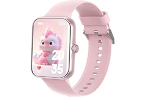Alutoria Fitness Tracker Montre Connectée Enfant, 1,83" Smartwatch Montre Intelligente avec 100+ Modes de Sport Bluetooth Podomètre Moniteur de Sommeil Cadeau Ado Garçon Fille 6-16 Ans,Glossy Pink