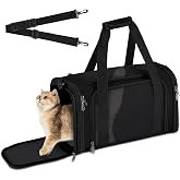 vsshe Dog Cat Carrier, Transport Bag, Breathable Cat Foldable, Airline Approved, for Small Medium Cats Puppies Kittens, for T