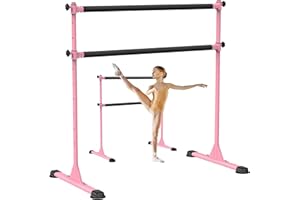 ‎DOLIBEST Dolibest Ballettstange Freistehend, 10 Höhenverstellbare Ballet Stange Kinder Rosa Tragbare Tanzstange mit Rutschfesten Gummipad Erwachsene Zuhause Mobile Gym Workout Fitness Yoga Stretchstange