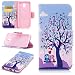 Produktbild Samsung Galaxy J7 2017 DUOS Hülle Leder Flip Case Mehrfarbig Baum Muster, Samsung J730 Galaxy J7 2017 DUOS Lederhülle Protective Cover Ledertasche Handyhülle Wallet Brieftasche Tasche Schutzhülle mit Kartenfach Standfunktion, Liebe Eule