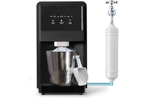 RELAX4LIFE Ice Cube Maker 27 kg 24H 4 L, Ice Cube Maker with Self-Cleaning Function & LED Display & Water Connection, Stainless Steel Ice Maker for Nugget Ice, Black