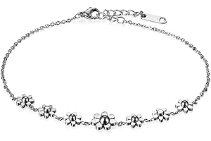 Cupimatch Donna Braccialetto Cavigliera Margherita Acciaio Inossidabile Regolabile Argento Oro Rosa