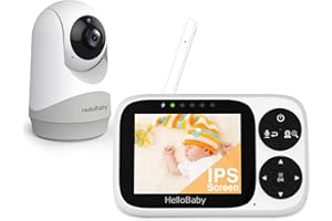 HelloBaby Babyphone mit Kamera ohne WLAN, 3,2-Zoll-IPS-Bildschirm, Nachtsicht, VOX-Modus, Schwenken, Neigen Zoomen Temperaturüberwachung, 2-Wege-Audio, Schlaflied, Alarm