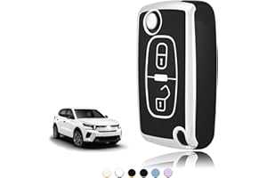TOOMUME Coque Clé TPU, Etui Clé Étui Clé Adapté pour Peugeot 207 CC 308 SW 607 Expert Partner Tepee Citroen C4 C3 Picasso Berlingo Fiat Scudo, Couvre Clef Cache Cle Voiture Telécommande - Flip Key