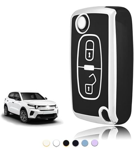 Coque Silicone Pour Clé Voiture Peugeot, Citroën, Fiat - TPU Souple, Protection Anti-chute, 3 Boutons