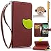 Produktbild Sunroyal 3 in 1 Zubehör Set Ultra Thin Schutzhülle mit Standfunktion Kredit Kartenfächer und Magnetverschluss Flip Folio Buch-Stil Leder Schale Handy Tasche Glitzer Magnet PU Blume Flip Case für Smart Phone Samsung Galaxy S3 mini i8190 i8200 GT-i8190 i8200N, Blatt Muster Design Hülle Handy Cover Etui + Metall Touch Pen Stift Stylus + 3D Crystal Kristall Bling Diamant Strass 3.5mm Anti Dust Plug Flower Rhinestone Perle Staubschutz Stöpsel, Braun Brown