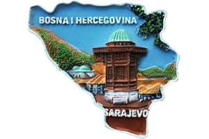 MUYU MAGNET Aimant de réfrigérateur 3D Sarajevo Bosnie-Herzégovine en polyrésine pour décoration de maison et de cuisine