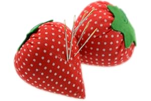 Nuluxi Cojín de Aguja Cojín de Muñeca Alfiletero de Aguja Alfileteros de Costura de Fresa Alfiletero Costura Tela Alfileres Pines de Cabeza Manualidades Artesanía Coser Cómodo portátil de Usar 2 PCS