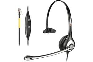 Casque Téléphone Fixe Monaural avec Micro Anti-bruit et Contrôle de Volume, WANTEK Écouteurs de Centre d'appel pour Yealink Avaya Cisco Grandstream Snom Panasonic KXT Téléphoniques IP(F600Y1)