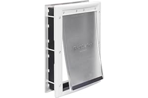 PetSafe Plastic Dog and Cat Door, Medium,For Pets Up To 40 lb,Paintable,Easy DIY Installation, Security Cover Included, Install in Interior and Exterior Doors or Walls, Durable, Adjustable Flap,White