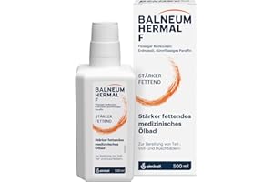 Balneum Hermal F, flüssiger Badezusatz, stark fettendes medizinisches Ölbad, unterstützend bei Hauterkrankungen mit sehr trockener, juckender Haut, mit Erdnussöl, auch für Babys und Kinder, 500 ml