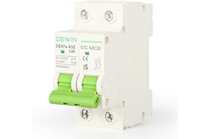 DEWIN Interruttore Miniaturizzato DC 1000V 25A Interruttore Magnetotermico CC Miniaturizzato Interruttore Fotovoltaico CC,Protezione da Sovraccarico e Cortocircuito per Sistema Solare Fotovoltaico