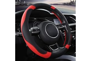 OFZVEO Cubierta del Volante Fundas para Volante de Cuero del Microfibra Universal 37-38cm / 15" Antideslizante Transpirable Durable (Rojo)