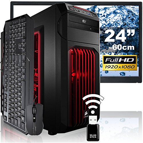 AGANDO High-End Gaming PC-Komplettpaket | AMD A6-6420K 2x 4.0GHz | Turbo 4.2GHz | Nvidia GeForce GTX1070, Palit Dual | 8GB RAM | 1000GB HDD | DVD-RW | USB3.0 | 60cm (24") TFT | Gaming-Tastatur | Gaming-Maus | WLAN | 36 Monate Garantie | Computer für Multimedia, Gaming, Büro/Office