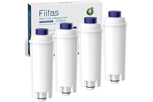 Fiitas DLSC002 Filtri per Delong hi Macchina Caffe, Decalcificante Compatibile con De Longhi Serie Magnifica S, ECAM, ESAM, ETAM (4 Pezzi)