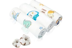 ‎TUKIIE TUKIIE Moltontücher 3 Stück, 100% Baumwolle Baby Spucktücher 85×85cm, Ultraweich Süßes Tier Baby Waschlappen
