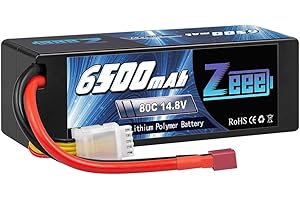 Zeee 4S Lipo Battery 14.8V 80C 6500mAh Hard case Battery with Deans T Plug for 1/8 and 1/10 RC Vehicles Car RC Buggy Truggy RC Airplane UAV Drone FPV