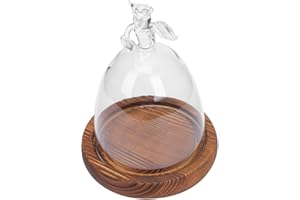 Cabilock Chiaro Cloche Cupola di Vetro con Base in Legno Angelo Vetrina Campana Figurine Decorativo Incantato Fiore Cupola Tavolo Fulcro per Fata Piante Succulente Illumina Arredamento