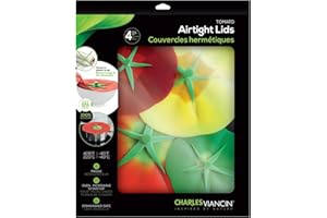 Charles Viancin - Confezione Regalo Coperchio Pomodoro - Set 4 Coperchi in Silicone per Conservare e Cuocere i Cibi - 28 cm/23 cm/20 cm/15 cm - Sigilla Qualunque Superficie con Bordo Liscio