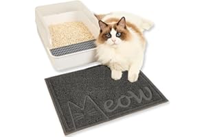 JanYoo Katzenstreu Matte, 40 x 30 cm PVC Wasserdichte Katzenmatte Katzenklomatte Katzenklo mit Rutschfester, Matte Katzentoilette für Litter Catcher, Urinwasserfest (Grau)