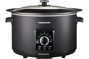 Morphy Richards 6.5L Easy Time Slow Cooker, Automatic Heat Settings, Keep Warm Mode, Hob Proof, Countdown Indicator, Dishwasher Safe Pot, Matte Black, 461021