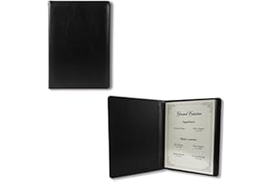 GLIMVILO Porta menù in similpelle di alta qualità, formato A5, 4 pagine, 8 viste, custodie trasparenti, angoli arrotondati, senza logo (nero)