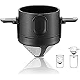 Filter Coffee Maker Double Mesh Pour Over Coffee Filter Food Grade Stainless Steel & Plastic Coffee Dripper 100% Paperless Maker Foldable to Fit Most Cup Keep Coffee Flavour Easy to Use and Clean
