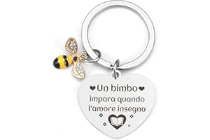 BOMEON Portachiavi Maestra,Regalo Maestra Fine Anno,Grazie Maestra Regali,Portachiavi Maestra Scuola,Regalo Maestra,Regalo Maestra Asilo,Regalo Per Insegnante,Regalo Maestra Fine Anno Personalizzato