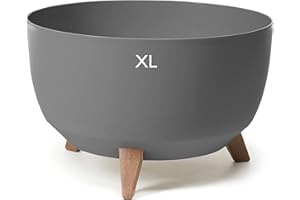 ‎MELTOM MELTOM Blumentopf mit Füßen aus Kunststoff Schale Rund mit Einsatz Kräutertopf (Anthrazit, XL - 47 cm)