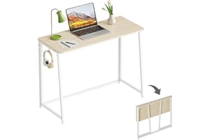 WOHOMO Scrivania pieghevole, piccola scrivania pieghevole per piccoli spazi, scrivania salvaspazio per computer, postazione di lavoro per casa e ufficio, facile da montare, in rovere