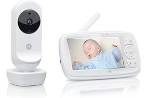 Motorola Nursery Ease 44 Connect - WiFi Baby Monitor with Camera - 4.3 Inch Video Baby Monitor Display - Hubble App - Night Vision, Lullabies, Microphone, Room Temperature Monitoring - White