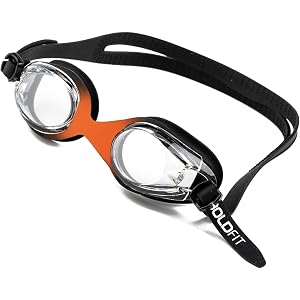 Boldfit Swimming Goggles for Men & Women with Adjustable Strap Anti Fog Goggles for Swimming Men Swimming Goggles for Women Air Tight Swim Goggles UV Protection Training Swim Goggles - BlackOrange