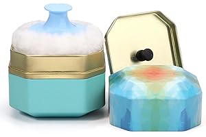 LIONVISON Étui à poudre pour bébé, boîte à houppette pour le corps avec houppette à poudre, récipient de voyage pour poudre de talc et poudre libre (bleu)