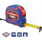 WORKPRO WP261010 7,5Mx25mm/25Ft. Naylon Kaplama Sarı &Ccedil;elik Şerit Metre
