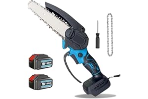 PSOGPONE Mini Kettensäge Mit Akku 11000mAh, 6 Zoll Mini Kettensäge Elektro für Makita, 2 * 5500mAh Akku Handkettensäg Elektrisch für Gartenscheren Astschere Holzschneidenz