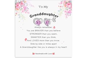 BSOEPNR Silver Earrings for Girls, Hypoallergenic Sterling Silver Stud Earrings for Girls Kids Teen, Granddaughter Gifts Cute Heart Stud CZ Earring for Christmas Birthday