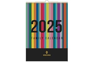 DEBDEN Collins Edge Rainbow 2025 Family Wall Calendar - Lifestyle Planner and Organiser for Office, Work, Personal and Home - January to December 2025 Diary - Weekly - - EDFC135-25