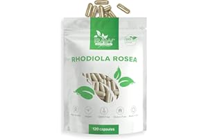 ‎RAW POWDERS Rhodiola Rosea Kapseln Hochdosiert – Pflanzliches Nahrungsergänzungsmittel zum Stressabbau – Vegan – Rosenwurz Stimmungsaufheller - Stressbewältigung Gehirnergänzung von Raw Powders - 120 Kapseln