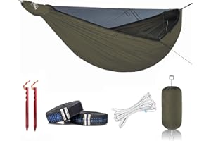 Onewind 12" hamak kempingowy z moskitierą, przenośny, lekki, podwójny hamak, 40D, wytrzymały nylon Ripstop, z zamkiem błyskawicznym, Bugnet Ridgeline Tree Strap na kemping, wędrówki, wędrówki z