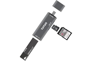 Lecteur de Carte SD/Micro SD, TUTUO USB C Lecteur de Carte Mémoire OTG USB 3.0 Adaptateur Carte SD Micro SD USB C Card Reader en Aluminium pour SD/MMC/Micro SD/TF/SDXC/SDHC/Micro SDHC/Micro SDXC