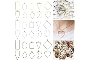 CENRONG Bezel Pendants Frame，30 pcs Open bezel pendants Charms open back Geometric hollow pendant，for Resin Earrings Necklace Bracelet DIY Crafts Making