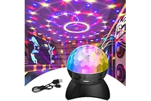 WEKITY Disco Ball Light, DJ Strobe Light with Bluetooth Speaker RGB Stage Lights, Portable Crystal Party Lights for Xmas KTV Club Pub Show Home Theater (Black)