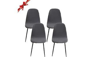 Jaotto Shell Chair Covers Set of 4,Stretch Shell Dining Chair Slipcovers,Jacquard Scandinavian Dining Chair Covers Washable Removable,Lounge Corner Chair Protector for Round Back Chair,Grey