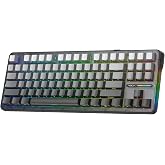 Aula F87 PRO Mekanik RGB TKL GrayWood V4 Switch Kablosuz Makrolu Hot Swap Klavye Gradyan Gri