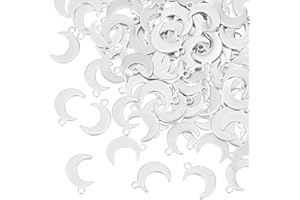 UNICRAFTALE 100 pcs Lune Forme Pendentifs 304 Charmes en Acier Inoxydable 1mm Petit Trou Pendentif en Métal Matériel Charme pour Bracelet Collier Fabrication de Bijoux Artisanat 16x12x1mm