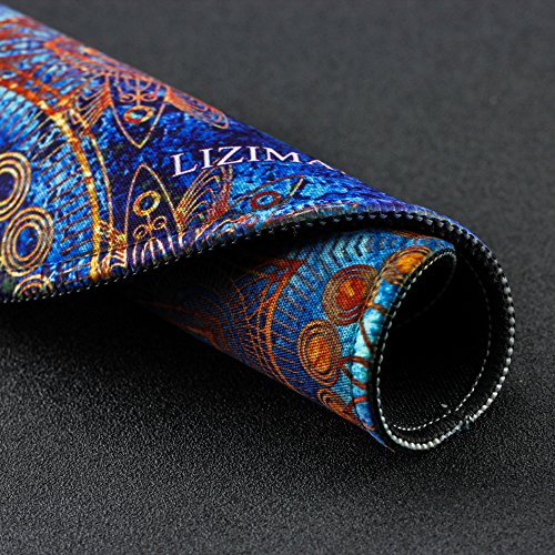 Gaming Mauspad(250 x 250 x 3 mm) ,Lizimandu Silent Designer Runde Round Mousemat /Standard Size mit Anti-Rutsch-Leder-Runde Double Sided Durchmesser 25 cm für alle gängigen Mouse-Typen(Blaue Blume/Blue Flower) - 7